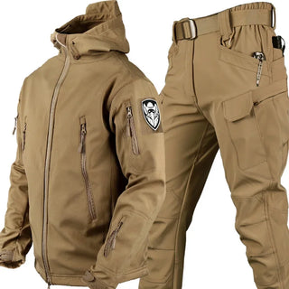 Men's Thick Soft Shell Winter Work Sharkskin Storm Jacket Velvet Hiking Clothing Fishing Two Piece Set Tracksuits