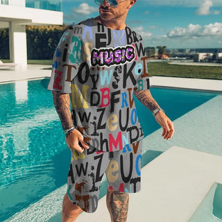 Men's 2-piece Summer Fashion Casual Short-sleeved outfit