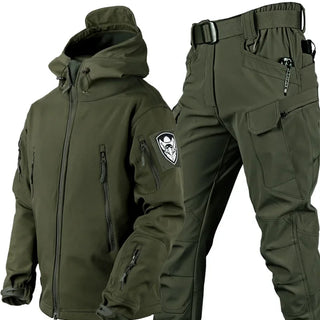 Men's Thick Soft Shell Winter Work Sharkskin Storm Jacket Velvet Hiking Clothing Fishing Two Piece Set Tracksuits