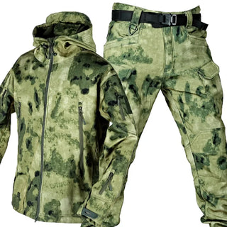 Men's Thick Soft Shell Winter Work Sharkskin Storm Jacket Velvet Hiking Clothing Fishing Two Piece Set Tracksuits