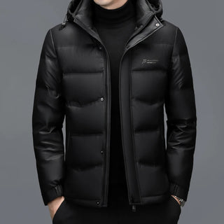 YX-6503 Winter Men's Genuine Leather Down Jacket Hooded Casual Jacket With Thick Down And White Duck Down Jacket Autumn