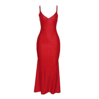 Weird Puss Sexy Evening Maxi Dress Backless Women Coquette Folds V-Neck Sleeveless Elegant Mermaid Birthday Banquet Prom Bodycon