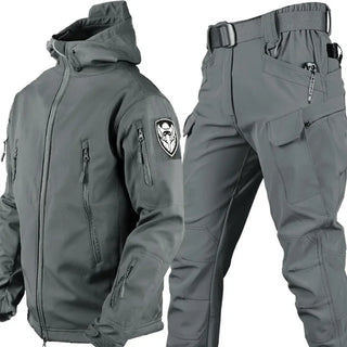 Men's Thick Soft Shell Winter Work Sharkskin Storm Jacket Velvet Hiking Clothing Fishing Two Piece Set Tracksuits