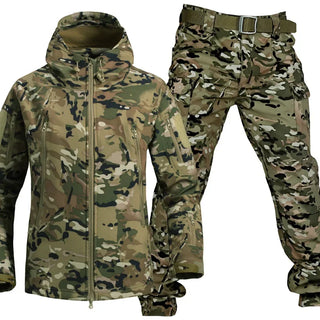Men's Thick Soft Shell Winter Work Sharkskin Storm Jacket Velvet Hiking Clothing Fishing Two Piece Set Tracksuits