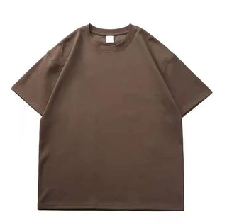 T-shirt en pur coton noir et blanc GSM 500 g, résistant, épais, col rond, manches courtes, trois aiguilles, demi-manches 