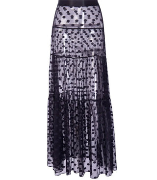 Summer Swimwear Women Maxi Skirt See Through Polka Dot Pleated Retro Swimsuit Bikini Cover Up Elastic Waist Bathing Skirts