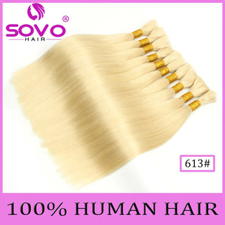 SOVO Brazilian Bulk Hair For Braiding Remy Hair Human Hair Bundles Bone Straight No Weft Natural Braiding Hair Extensions Weaves