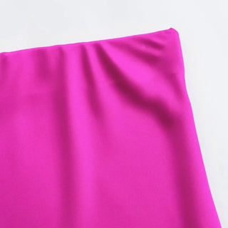 TRAFZA 2024 Y2K Casual Women Long Skirt Spring Elastic High Waisted A-Line Casual Female Satin Skirts High Street Lady Skirts