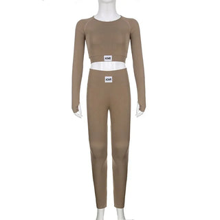 Fashion casual women's clothing basic solid color splicing sports yoga comfortable fitness clothing set