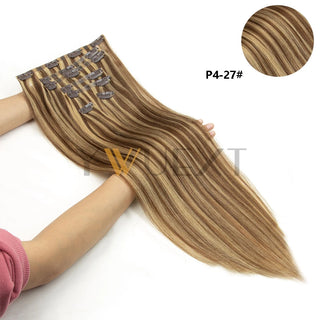 Invisible Clip in PU Human Hair Extension 12''-24'' Natural Straight Hair 7pcs/set Machine Remy Hair For Women 100g-120g