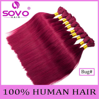 SOVO Brazilian Bulk Hair For Braiding Remy Hair Human Hair Bundles Bone Straight No Weft Natural Braiding Hair Extensions Weaves