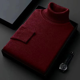 Autumn Mens High Quality Knitted Turtleneck Sweater Slim Fit Long Sleeve Anti-pilling Pullover Solid Color Trend Men Streetwea