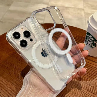Transparent Magsafe Magnetic Case For iPhone 16 15 12 11 14 13 Pro Max Mini Plus Silicone Acrylic For Magsafe Cover Back Case