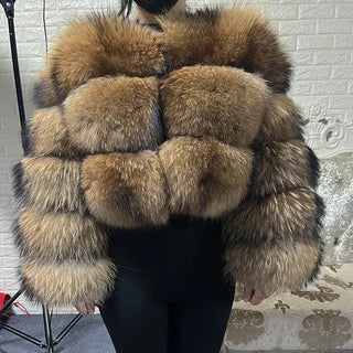 2025 Plus Size tops MAOMAOKONG Clothing Curve coat Women's Natural real raccoon Fur Coat winter jackets outerwears Female Vest
