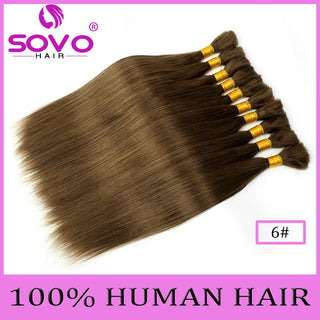 SOVO Brazilian Bulk Hair For Braiding Remy Hair Human Hair Bundles Bone Straight No Weft Natural Braiding Hair Extensions Weaves