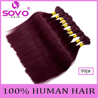 SOVO Brazilian Bulk Hair For Braiding Remy Hair Human Hair Bundles Bone Straight No Weft Natural Braiding Hair Extensions Weaves