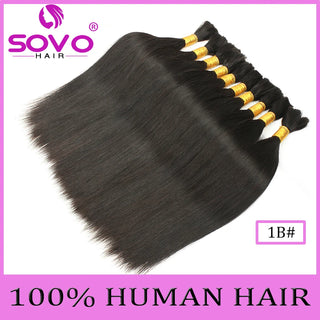 SOVO Brazilian Bulk Hair For Braiding Remy Hair Human Hair Bundles Bone Straight No Weft Natural Braiding Hair Extensions Weaves