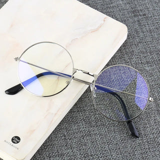 Vintage Round Metal Frame Blue Light Blocking Personality College Style Clear Lens Eye Glasses Eye Protection Mobile Phone Game