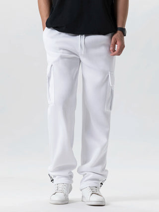Mens Sweatpants Straight Fit Joggers for Sports and Streetwear Loose Oversized Drawstring Long Pants Men Multi-pocket Pants