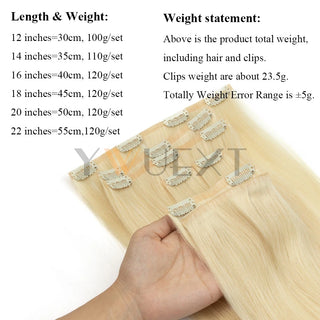 Invisible Clip in PU Human Hair Extension 12''-24'' Natural Straight Hair 7pcs/set Machine Remy Hair For Women 100g-120g