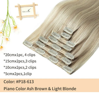 Clip in Human Hair Real Natural  Hair Extension Double Weft Full Head 7PCS Clip Ins For Add Volume Shipping from US
