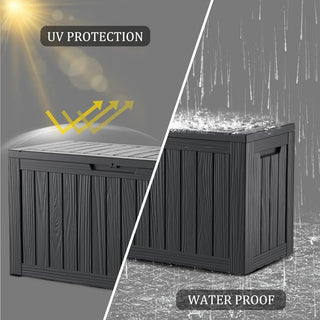 100GAL Deck Box, Outdoor Storage Boxes Lockable Lid for Garden Tools, Patio Furniture, Pool Suppliesand Cushions Black