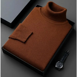 Autumn Mens High Quality Knitted Turtleneck Sweater Slim Fit Long Sleeve Anti-pilling Pullover Solid Color Trend Men Streetwea