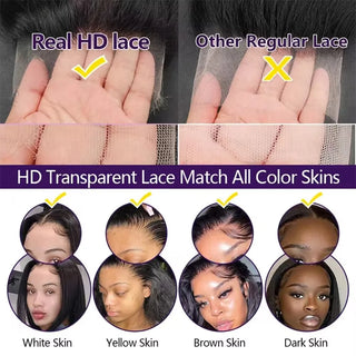 30 40 Inch Bone Straight Natural Color Human Hair Wig 13x6 HD Transparent Front Lace Closure Wigs Brazilian Hair For Black Women