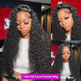 30 34 inch Deep Wave Transparent Lace Frontal Human Hair Wigs For Black Woman Brazilian 13x4 Lace Front Wig Human Hair Beidwin