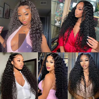 30 34 inch Deep Wave Transparent Lace Frontal Human Hair Wigs For Black Woman Brazilian 13x4 Lace Front Wig Human Hair Beidwin