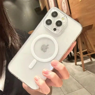 Transparent Magsafe Magnetic Case For iPhone 16 15 12 11 14 13 Pro Max Mini Plus Silicone Acrylic For Magsafe Cover Back Case