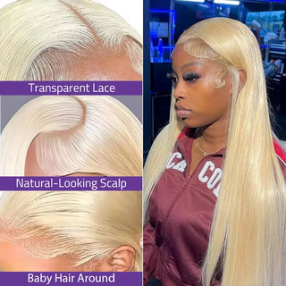 200 Density 613 Blonde Straight Human Lace Front Wigs 13x4 13x6 HD Transparent Lace Frontal Wig Brazilian Preplucked For Women