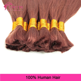 Straight Bulk Human Hair Extensions Brazilian Remy Human Hair No Weft 16-28 Inch Pre-Colored Copper Brown Bulk Hair For Braiding