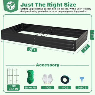 Galvanized Raised Garden Bed for Vegetables Flowers Herbs Metal Raised Garden Bed Kit with 2 PCS Tomato Cage Gloves Trellis Nett