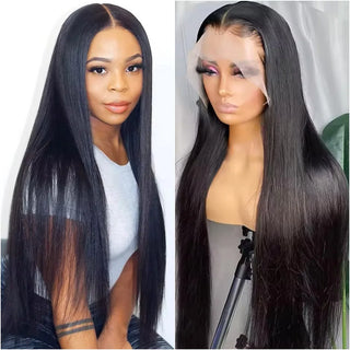 30 40 Inch Bone Straight Natural Color Human Hair Wig 13x6 HD Transparent Front Lace Closure Wigs Brazilian Hair For Black Women