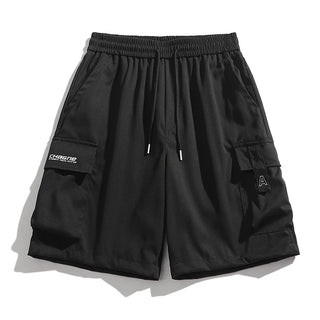 2024 New Summer Men's Loose Cargo Shorts Y2k Multi-Pockets Wide Leg Baggy Short Pants Ice Silk Quick Dry Straight Casual Shorts