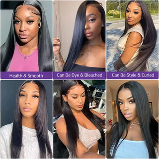 30 40 Inch Bone Straight Natural Color Human Hair Wig 13x6 HD Transparent Front Lace Closure Wigs Brazilian Hair For Black Women