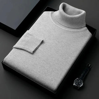 Autumn Mens High Quality Knitted Turtleneck Sweater Slim Fit Long Sleeve Anti-pilling Pullover Solid Color Trend Men Streetwea