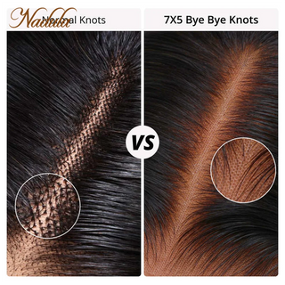 Nadula Hair 7X5 Bye Bye Knots Glueless Pre Cut Lace Closure Wig Honey Blond Highlight Root Pre Bleach Knots Wig Straight Hair