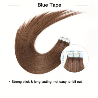 Alimice Straight #4 Chocolate Brown Hair Extension Seamless Tape In Human Hair Extensions Russian Hair Extension PU Tape ins