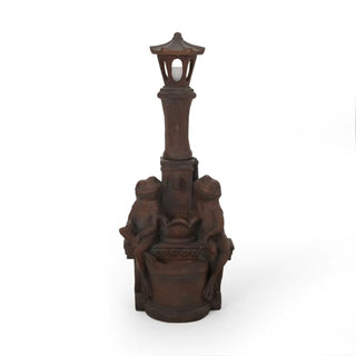 37.25 High Elaine Sapos Fountain Rustic MultiBrown Hand Crafted Resistant Floor Fountain with Light