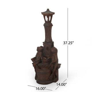 37.25 High Elaine Sapos Fountain Rustic MultiBrown Hand Crafted Resistant Floor Fountain with Light