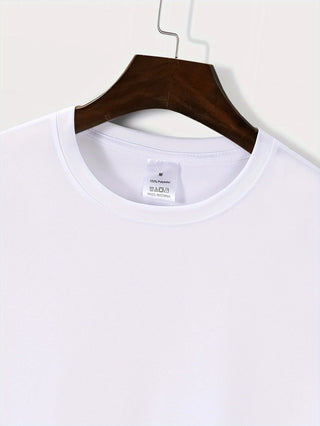 Men's summer 100% pure cotton fashionable casual loose geometric pattern REEF letter printed round neck short sleeved T-shirt