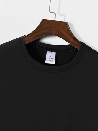 Men's summer 100% pure cotton fashionable casual loose geometric pattern REEF letter printed round neck short sleeved T-shirt