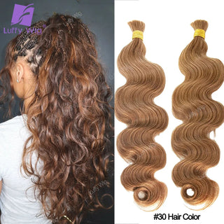 Body Wave Human Hair For Braiding Burmese Remy Braiding Hair Bulk No Weft Double Drawn Bundles Color 30 613 Boho Box Braids Hair