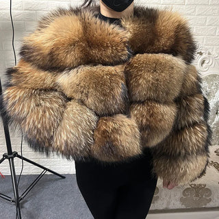 2025 Plus Size tops MAOMAOKONG Clothing Curve coat Women's Natural real raccoon Fur Coat winter jackets outerwears Female Vest