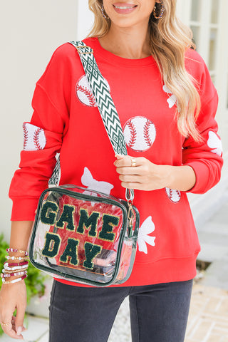 Blackish Green GAME DAY Chenille Embroidered Clear PVC Shoulder Bag
