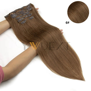 Invisible Clip in PU Human Hair Extension 12''-24'' Natural Straight Hair 7pcs/set Machine Remy Hair For Women 100g-120g