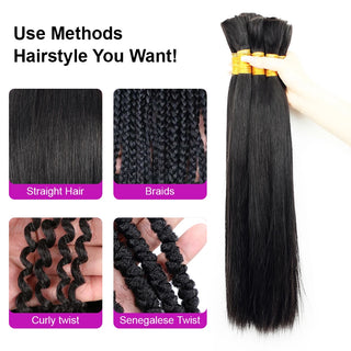 SOVO Brazilian Bulk Hair For Braiding Remy Hair Human Hair Bundles Bone Straight No Weft Natural Braiding Hair Extensions Weaves