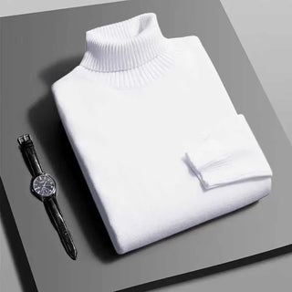 Autumn Mens High Quality Knitted Turtleneck Sweater Slim Fit Long Sleeve Anti-pilling Pullover Solid Color Trend Men Streetwea